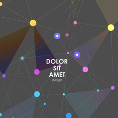 Abstract polygonal with connecting dots and lines. Connection science background