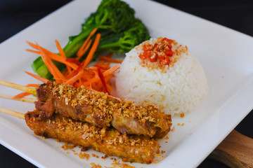 Chicken Satay and Rice