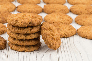 Cookie on old white wooden table.