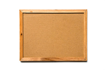 Brown kraft paper with wooden frame on white background