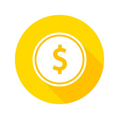 Coin flat design icon vector