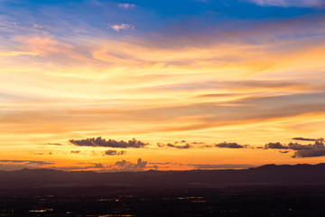 orange sunset sky in twilight time background