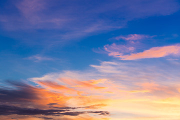Fototapeta na wymiar orange sunset sky in twilight time background