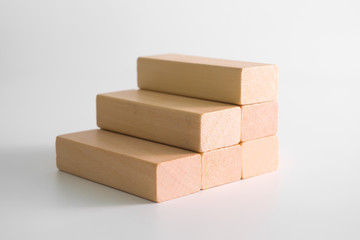 Wood block stacking as step stair.