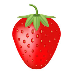 Single Fresh Ripe Strawberry Isolated On A White Background.