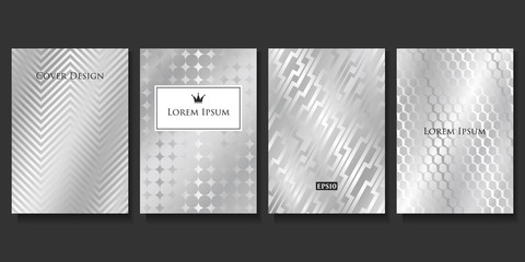 Set of Vector Geometric Silver Templates. Applicable for Brochures, Banners, Party Invitations, Posters and Fliers.