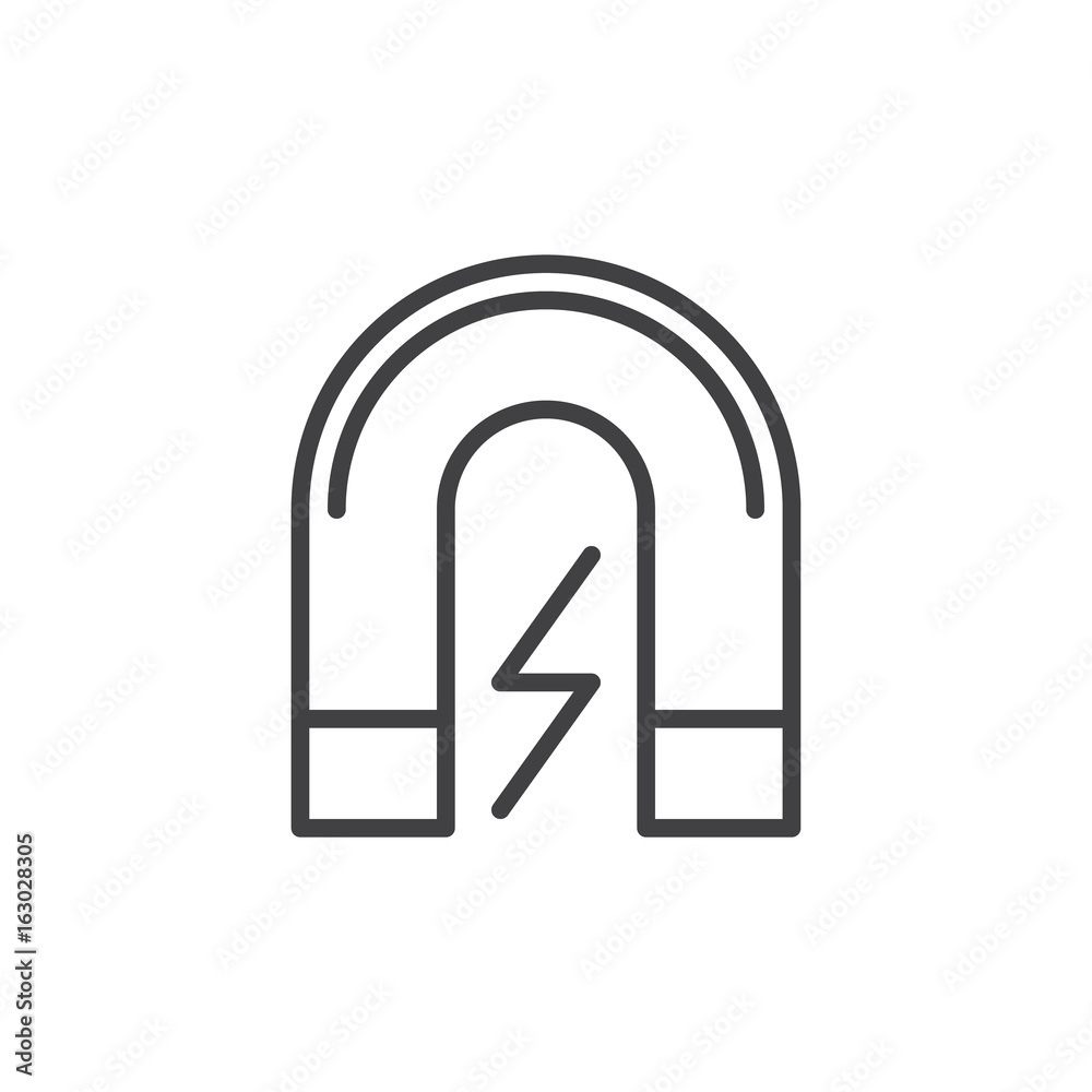 Wall mural Magnet line icon, outline vector sign, linear style pictogram isolated on white. Symbol, logo illustration. Editable stroke. Pixel perfect graphics