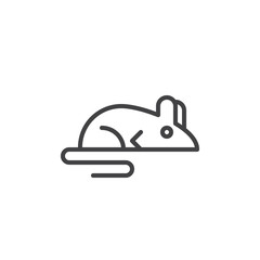 Laboratory mouse line icon, outline vector sign, linear style pictogram isolated on white. Rat symbol, logo illustration. Editable stroke. Pixel perfect graphics