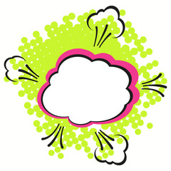 A square template in retro comic style for advertising promotions and discounts. Dialogue bubbles on a bright background.