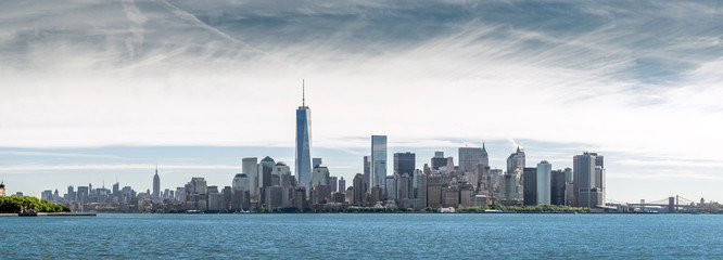 Panorama Lower Manhattan, skyline and urban background, New York City, USA