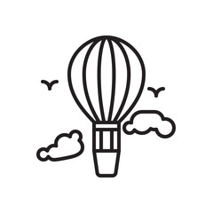 Hot air balloon line icon, outline vector sign, linear style pictogram isolated on white. Symbol, logo illustration. Editable stroke. Pixel perfect graphics
