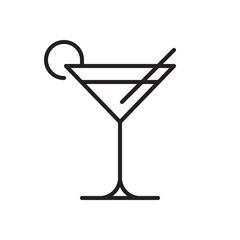 Cocktail line icon, outline vector sign, linear style pictogram isolated on white. Martini symbol, logo illustration. Editable stroke. Pixel perfect graphics