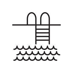 Swimming pool line icon, outline vector sign, linear style pictogram isolated on white. Symbol, logo illustration. Editable stroke. Pixel perfect graphics