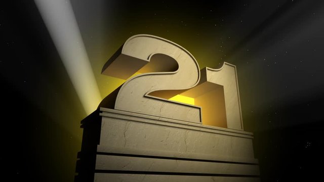 21 birthday monument with lightbeams 