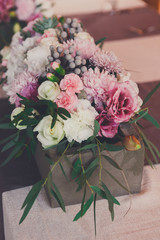 Wedding floral decoration, table set