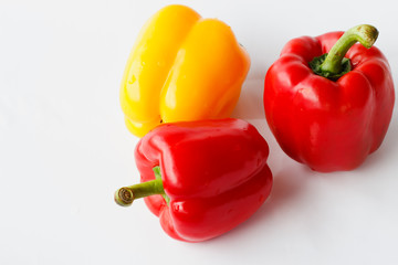 tree sweet pepper on white.food ingredient.