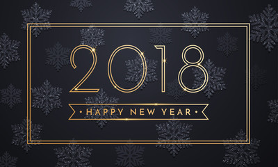 Fototapeta na wymiar 2018 Happy New Year vector background with gold and silver glitter numbers.