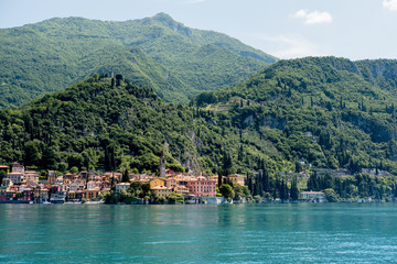 Fototapeta premium Landscape view of Varenna town at Lake Como, Italy.