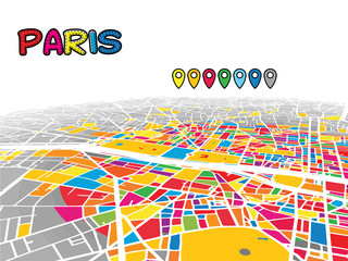 Plakat Paris, France, Downtown 3D Vector Map