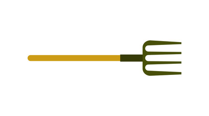 Garden pitchfork or hayfork icon. Agricultural farming equipment vector illustration isolated on white background.