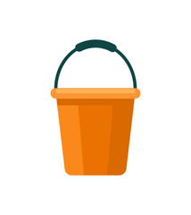Garden plastic bucket icon. Agricultural farming equipment vector illustration isolated on white background.