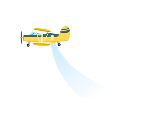 Airplane spraying field icon. Rural industrial farm equipment machinery, agricultural vehicle isolated vector illustration in flat design.