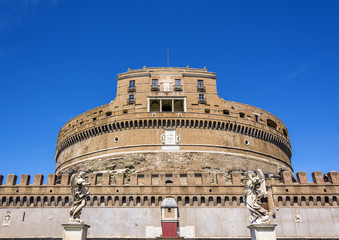 Fototapeta na wymiar front view of the famous Castel Sant Angelo (castle of the holy angel) in Rome