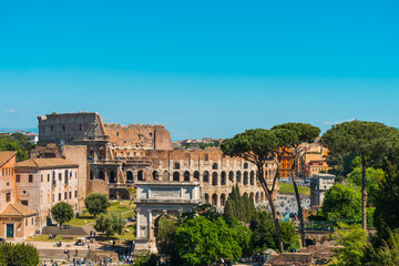 Fototapeta na wymiar View of the Colosseum in Rome Italy