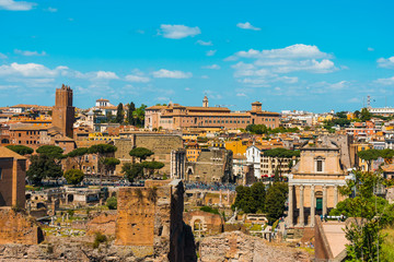 Fototapeta na wymiar Scenic overview of Rome Italy with the forum