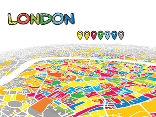 Naklejka na ściany i meble London, United Kingdom, Downtown 3D Vector Map