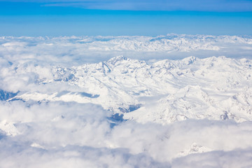 Fototapeta na wymiar Alps - aerial view from window of airplane