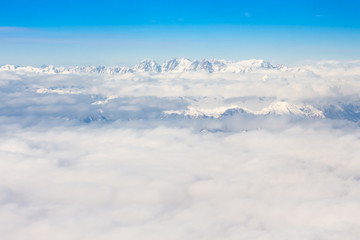 Fototapeta na wymiar Alps - aerial view from window of airplane