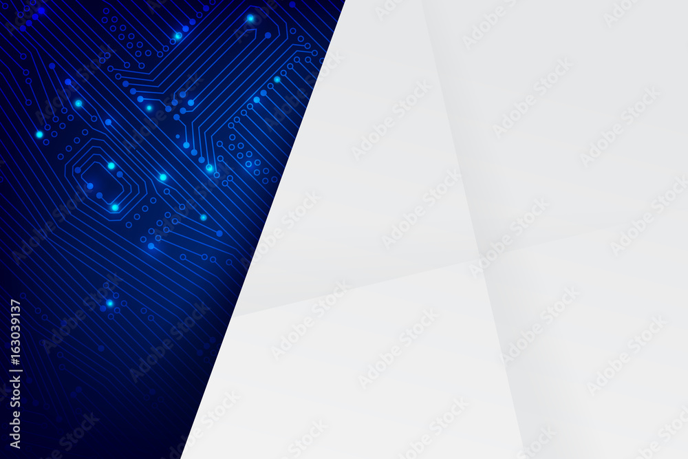 Poster abstract dark blue background with print circuit board line and dot connection element vector illust