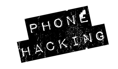 Phone Hacking rubber stamp. Grunge design with dust scratches. Effects can be easily removed for a clean, crisp look. Color is easily changed.