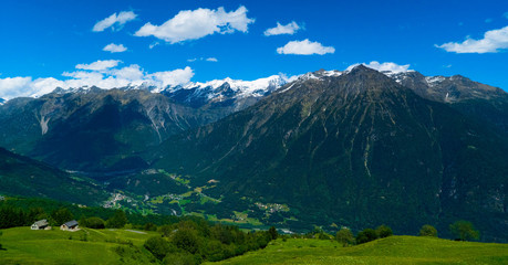 Naklejka na ściany i meble Tourist places in the summer in the Swiss mountains.
