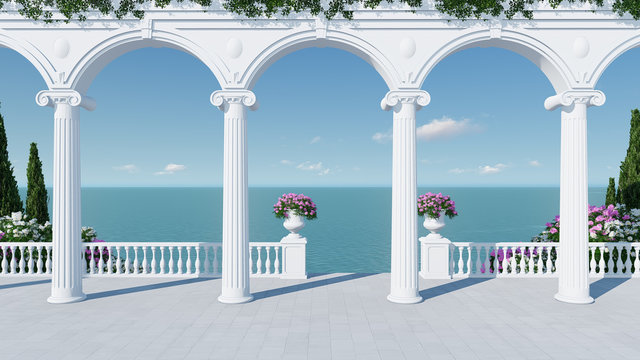 3d render from imagine wedding backdrop classic in Italy tropical
