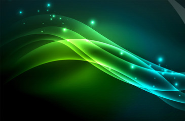 Vector glowing wave, smoke