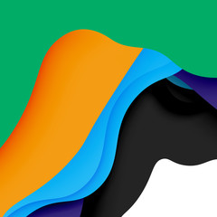 3d vector abstract background with cut shapes