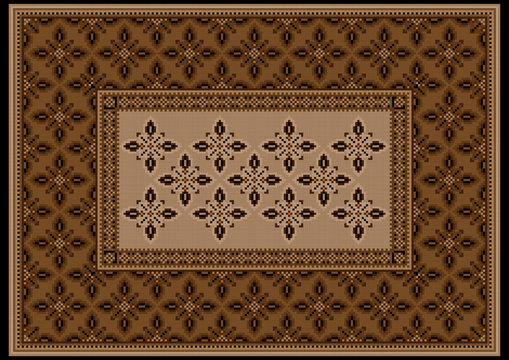Luxury carpet with ethnic oriental ornament in brown shades
