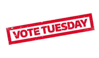 Vote Tuesday rubber stamp. Grunge design with dust scratches. Effects can be easily removed for a clean, crisp look. Color is easily changed.