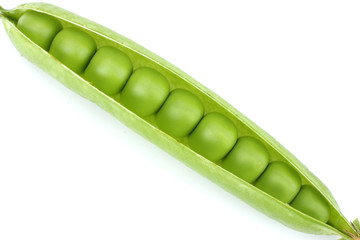 fresh green peas isolated on a white background