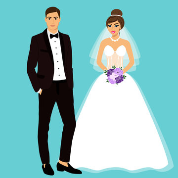 wedding couple in formal attire clip art preview