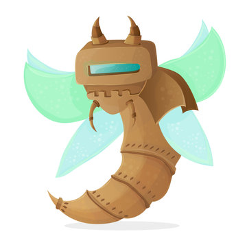 brown robotic insect with green wings clip art preview