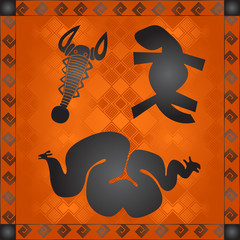 African culture symbolic ornaments. African tribes hand drawn elements