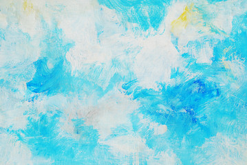 Fototapeta na wymiar Blue sky painting on the wall