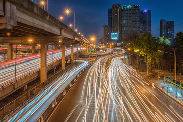 Fototapeta na wymiar Bangkok Cityscape Expressway and Highway top view at night, Thai