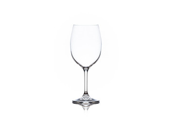 One clean empty wine glass on white background
