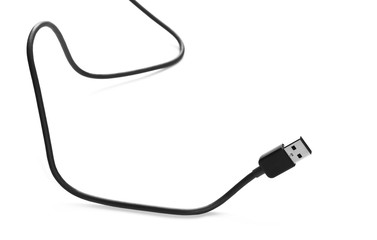 Black USB cable isolated on white background
