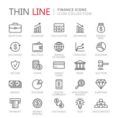 Collection of finance thin line icons