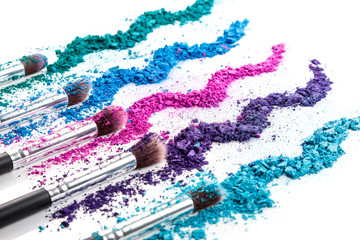 Crushed eyeshadows and make-up brushes